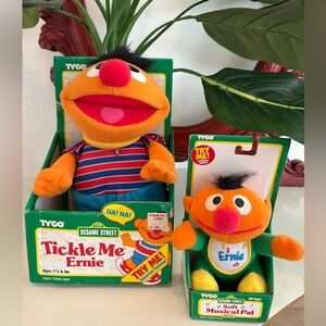 Vintage New 90s Sesame Street Tickle Me Ernie & Soft Musical Pal Ernie Bundle